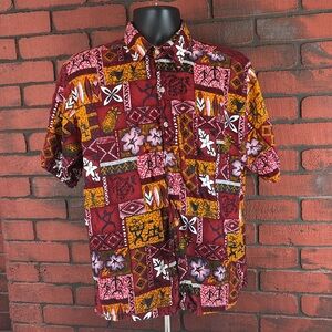 Paradise Gold Men's Large Tropical Button-Down Shirt – Tiki Core,‎ Y2K